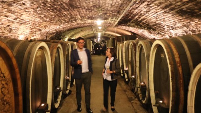 Weingut Louis Guntrum: Blick durch den Keller.
