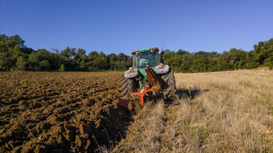 Traktor auf einem Feld