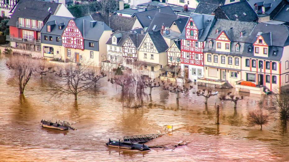 Hochwasser in Leutesdorf im Kreis Neuwied