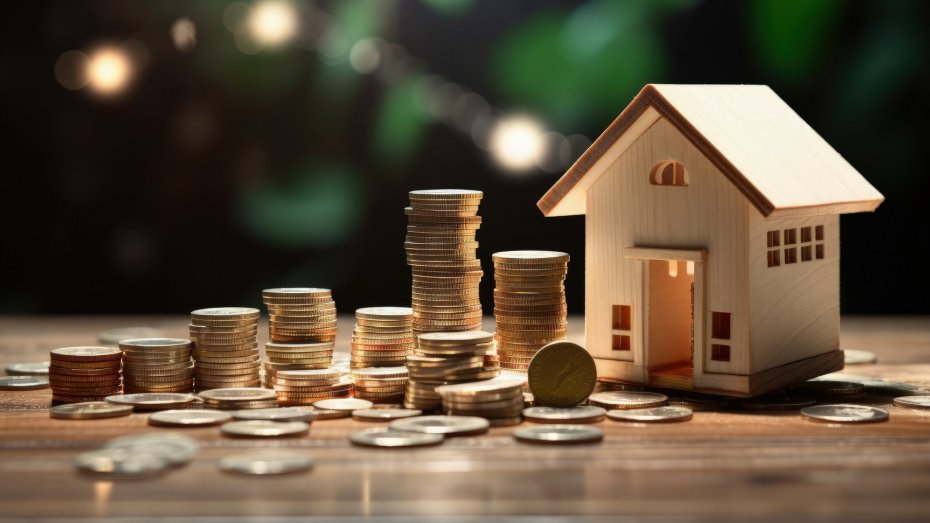 Symbolbild: Geldstapel neben Haus