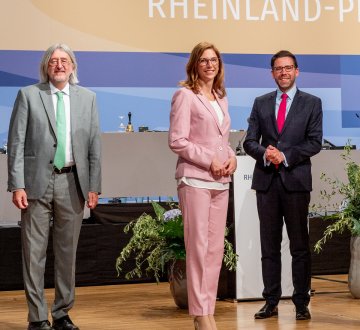 Vorsitzende der Koalitionsfraktionen: Dr. Bernhard Braun (Grüne), Sabine Bätzing-Lichtenthäler (SPD) und Philipp Fernis (FDP)