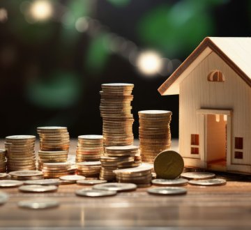 Symbolbild: Geldstapel neben Haus